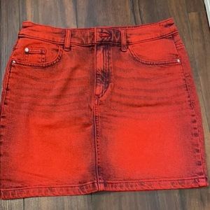 Jeans skirt, brand:H&M, size: 8, red